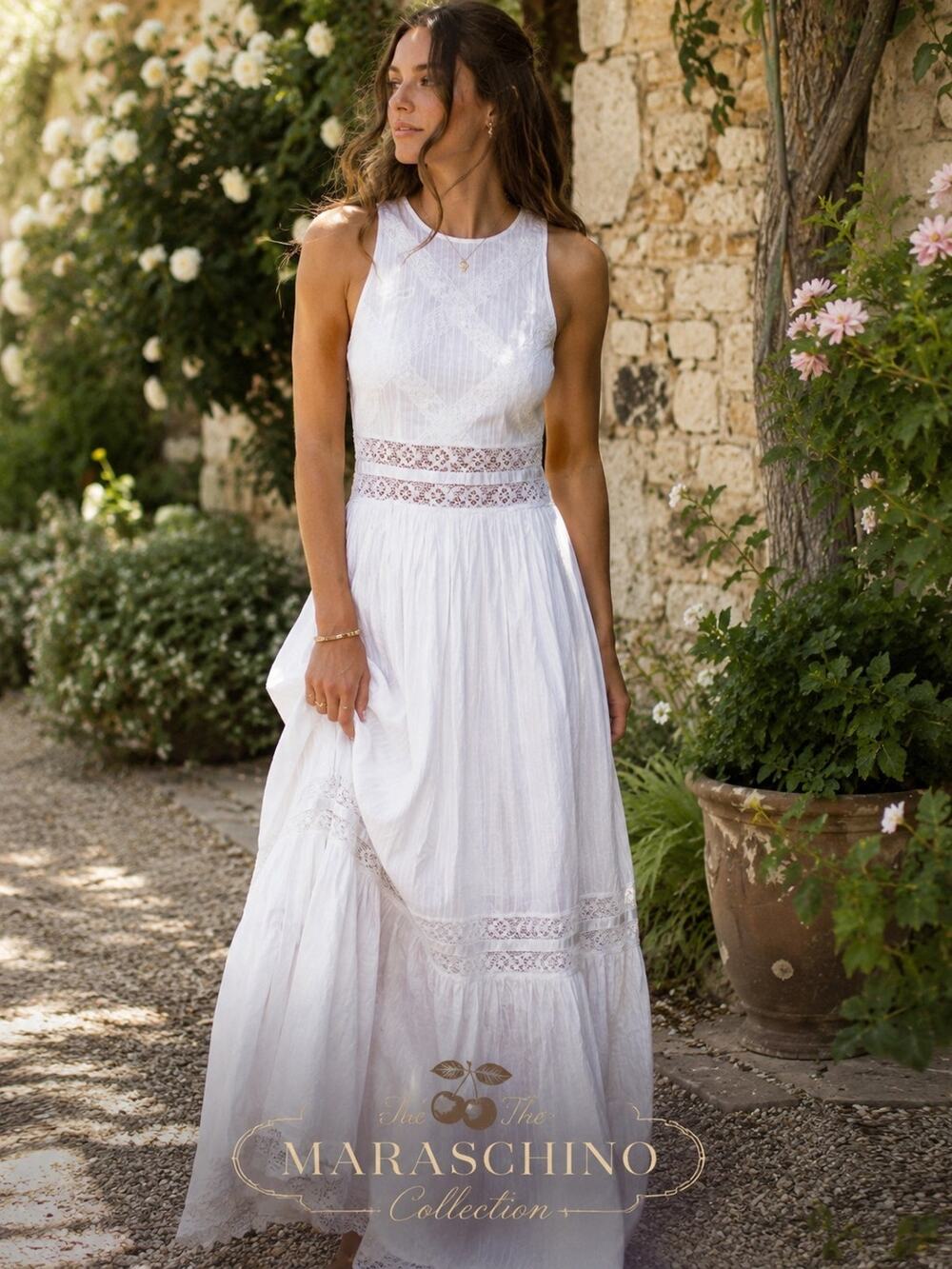 Coven & Co True Romance White Cotton Lace Bohemian Maxi Gown Dress XL Bridal NWT
